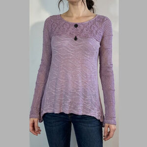Elisa Cavaletti Purple Lace Knit Tunic Sweater Top Women’s Medium Long Sleeve